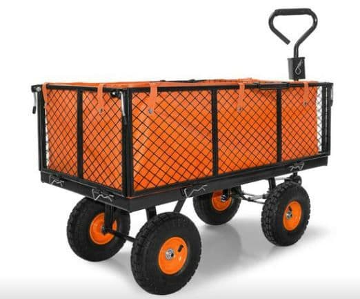 Carrello rimorchio a spinta in ferro con telone, portata 550 kg