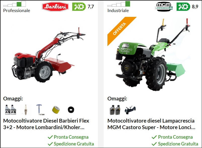 motocoltivatori in offerta (barbieri e MGM)